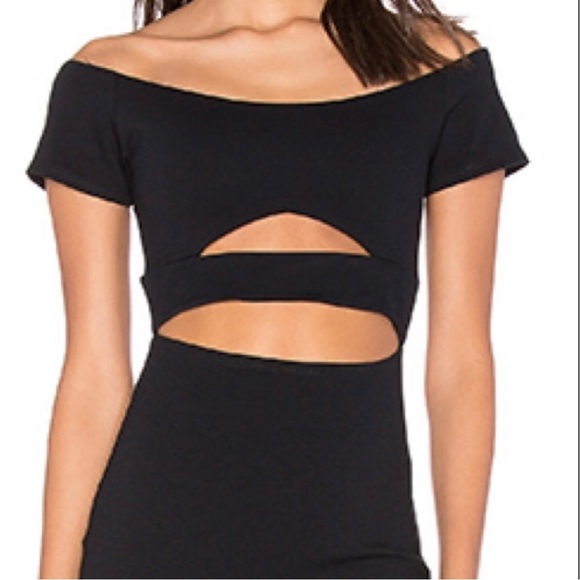 Donna Mizani Long Sleeve Marilyn Off Shoulder Cutout Bodycon Midi Dress in Black - Picture 5 of 10